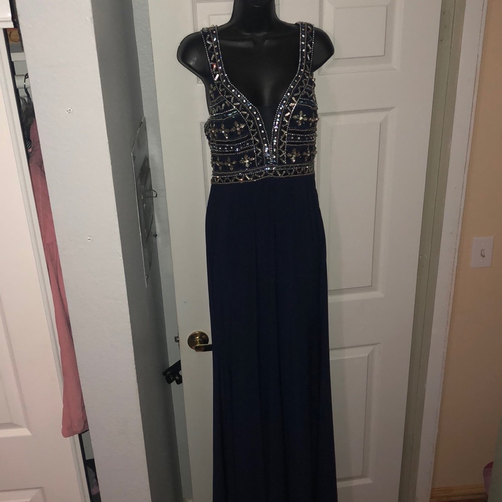 Long blue dress with back opening